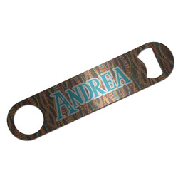 Tribal Ribbons Bar Bottle Opener - Silver w/ Name or Text