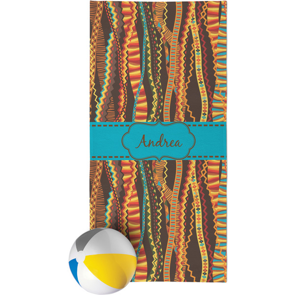 Custom Tribal Ribbons Beach Towel (Personalized)