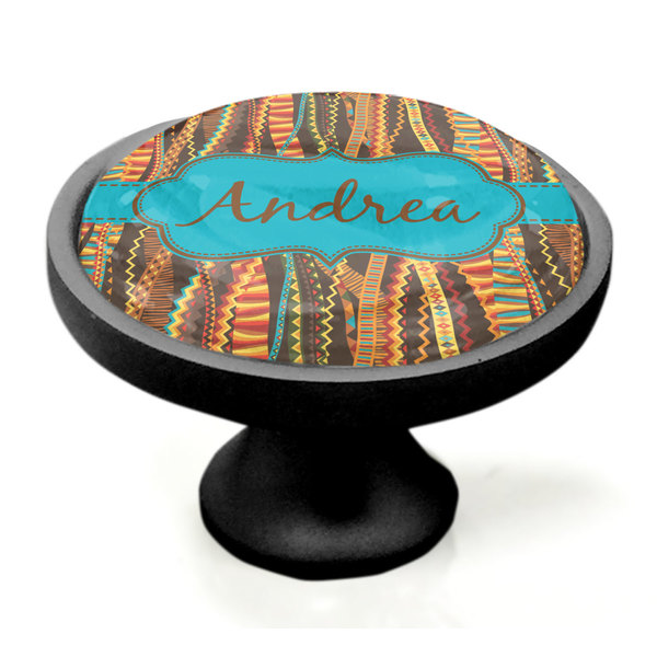 Tribal Ribbons Black Custom Cabinet Knob (Side)