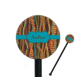 Tribal Ribbons 5.5" Round Plastic Stir Sticks - Black - Double Sided (Personalized)