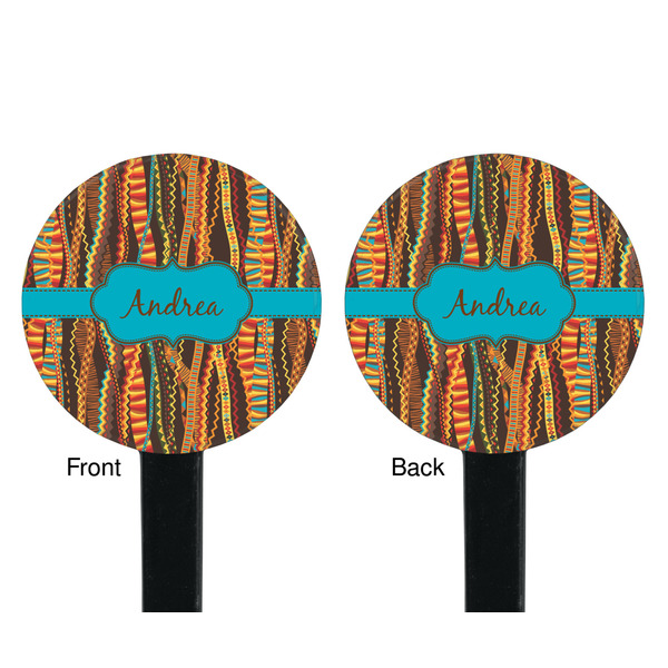 Tribal Ribbons Black Plastic 7" Stir Stick - Double Sided - Round - Front & Back