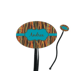 Tribal Ribbons 7" Oval Plastic Stir Sticks - Black - Double Sided (Personalized)