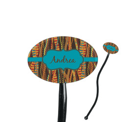 Tribal Ribbons 7" Oval Plastic Stir Sticks - Black - Single Sided (Personalized)