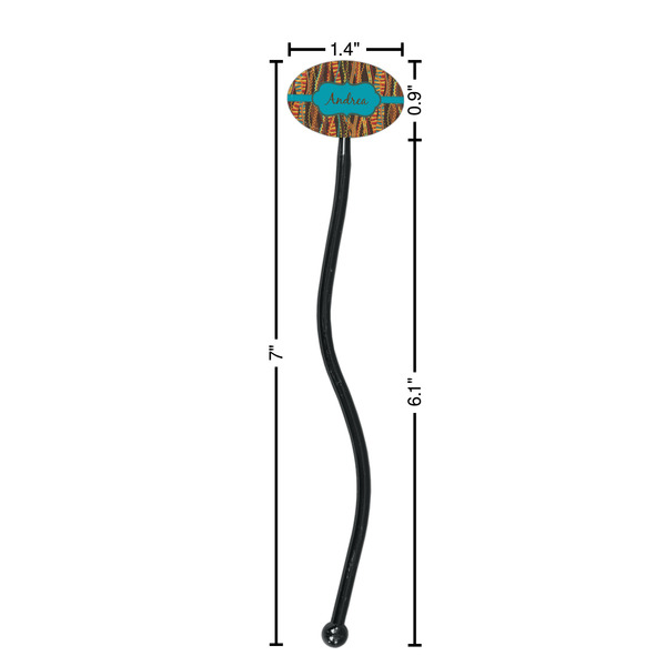 Tribal Ribbons Black Plastic 7" Stir Stick - Oval - Dimensions