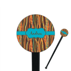 Tribal Ribbons 7" Round Plastic Stir Sticks - Black - Double Sided (Personalized)