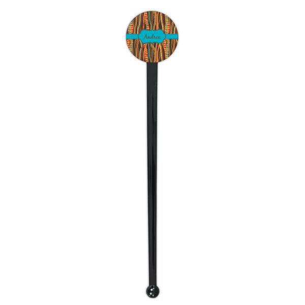 Tribal Ribbons Black Plastic 7" Stir Stick - Round - Single Stick