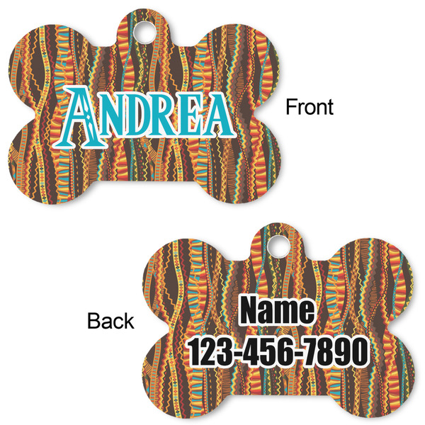 Tribal Ribbons Bone Shaped Dog ID Tag - Large - Approval
