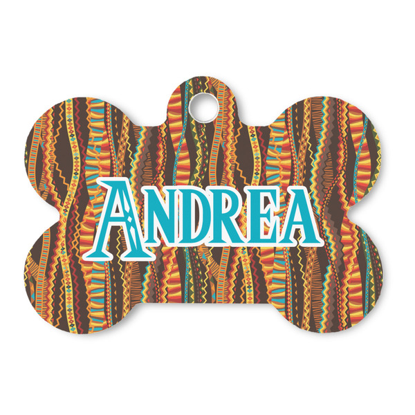Custom Tribal Ribbons Bone Shaped Dog ID Tag (Personalized)
