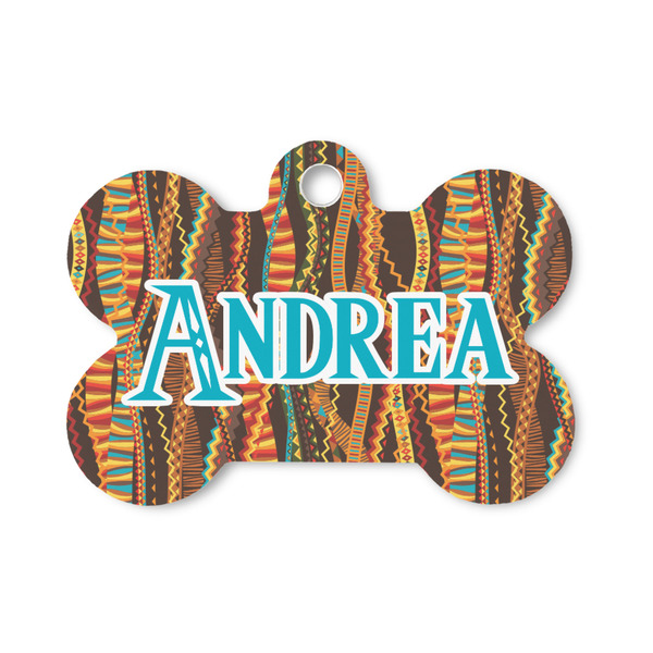 Custom Tribal Ribbons Bone Shaped Dog ID Tag - Small (Personalized)