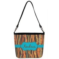 Tribal Ribbons Bucket Bag w/ Genuine Leather Trim (Personalized)