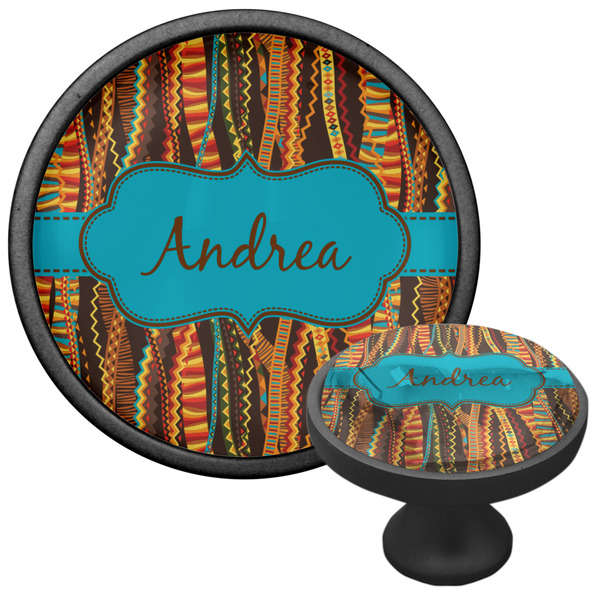 Tribal Ribbons Cabinet Knob - Black - Multi Angle