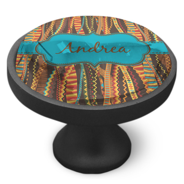 Tribal Ribbons Cabinet Knob - Black - Side
