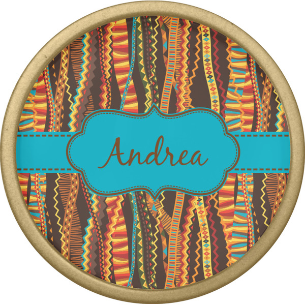 Tribal Ribbons Cabinet Knob - Gold - Front