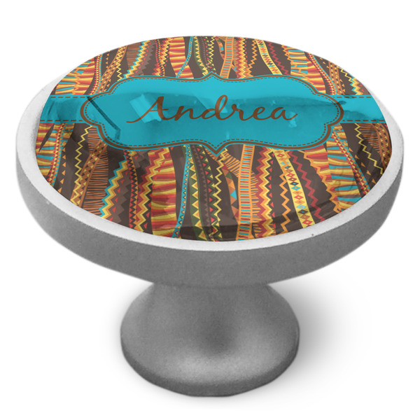 Tribal Ribbons Cabinet Knob - Nickel - Side