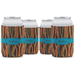 Tribal Ribbons Can Cooler (12 oz) - Set of 4 w/ Name or Text