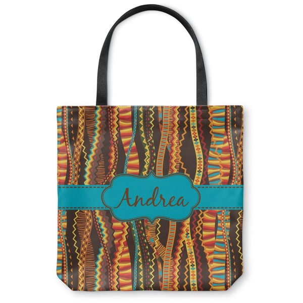 Custom Tribal Ribbons Canvas Tote Bag - Medium - 16"x16" (Personalized)