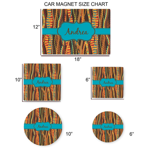Tribal Ribbons Car Magnets - SIZE CHART