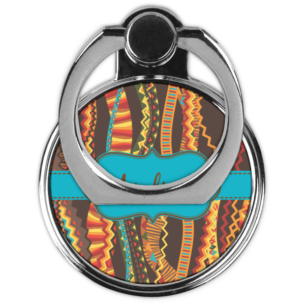 Tribal Ribbons Cell Phone Ring Stand & Holder - Front (Collapsed)