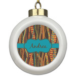 Tribal Ribbons Ceramic Ball Ornament (Personalized)
