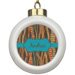 Tribal Ribbons Ceramic Ball Ornament (Personalized)