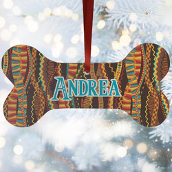 Tribal Ribbons Ceramic Dog Ornament w/ Name or Text