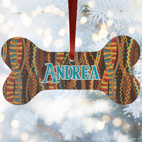 Custom Tribal Ribbons Ceramic Dog Ornament w/ Name or Text