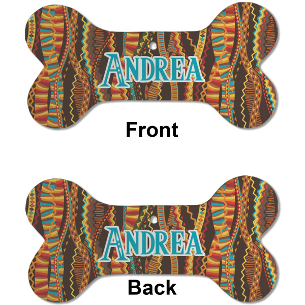 Tribal Ribbons Ceramic Flat Ornament - Bone Front & Back (APPROVAL)