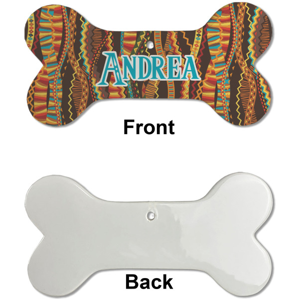 Tribal Ribbons Ceramic Flat Ornament - Bone Front & Back Single Print (APPROVAL)