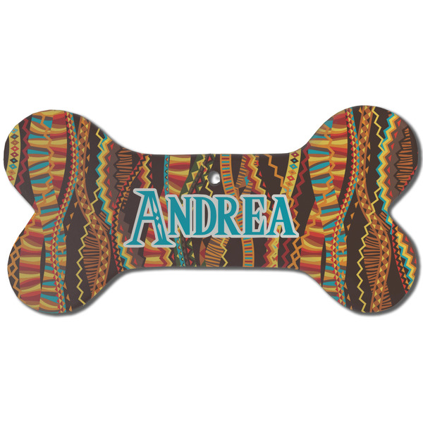 Tribal Ribbons Ceramic Flat Ornament - Bone Front