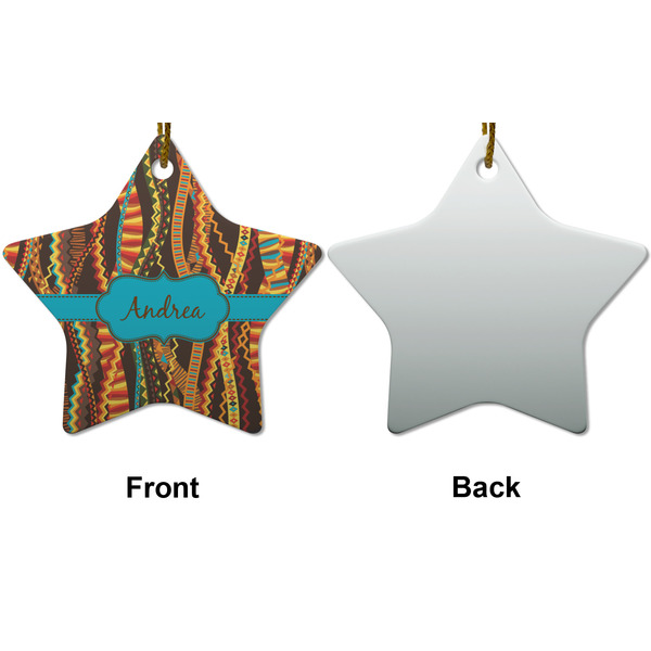 Tribal Ribbons Ceramic Flat Ornament - Star Front & Back (APPROVAL)