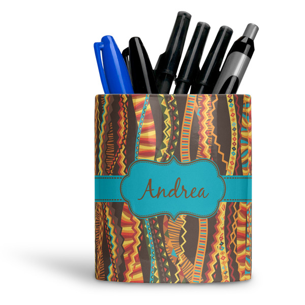 Custom Tribal Ribbons Ceramic Pen Holder