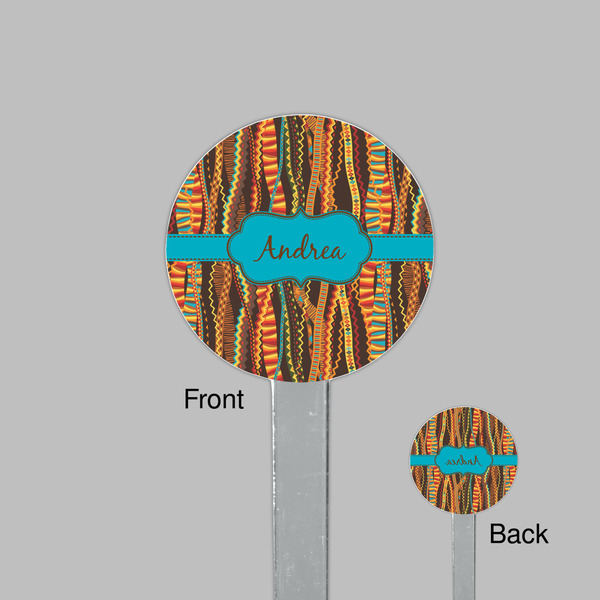Tribal Ribbons Clear Plastic 7" Stir Stick - Round - Front & Back