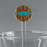 Tribal Ribbons 5.5" Round Plastic Stir Sticks - Clear (Personalized)
