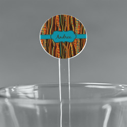 Tribal Ribbons 7" Round Plastic Stir Sticks - Clear (Personalized)