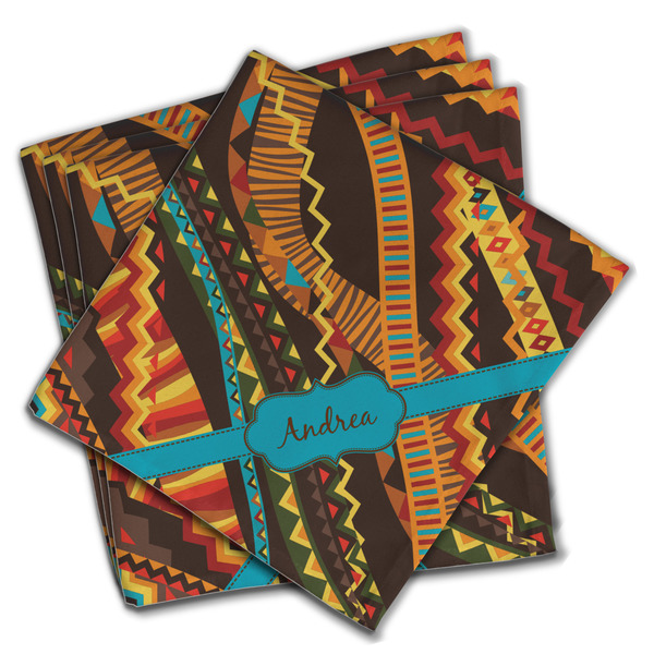 Custom Tribal Ribbons Cloth Napkins (Set of 4) (Personalized)