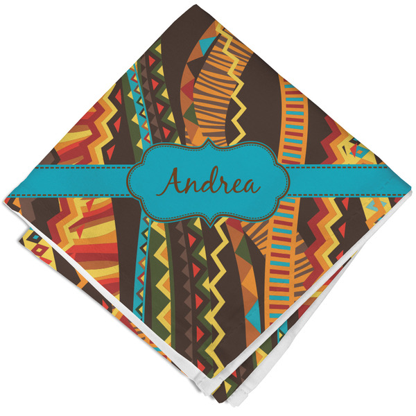 Custom Tribal Ribbons Cloth Cocktail Napkin - Single w/ Name or Text