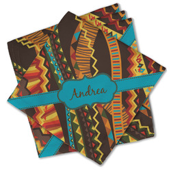 Tribal Ribbons Cloth Cocktail Napkins - Set of 4 w/ Name or Text