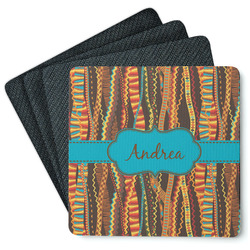 Tribal Ribbons Square Rubber Backed Coasters - Set of 4 (Personalized)