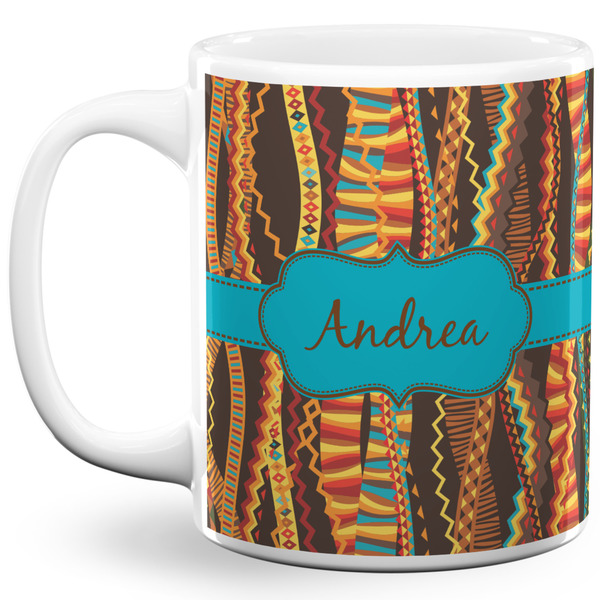 Custom Tribal Ribbons 11 Oz Coffee Mug - White (Personalized)