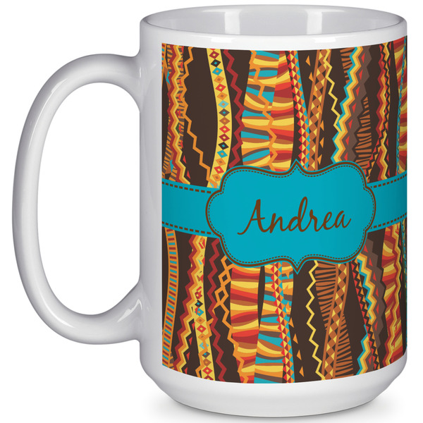Custom Tribal Ribbons 15 Oz Coffee Mug - White (Personalized)