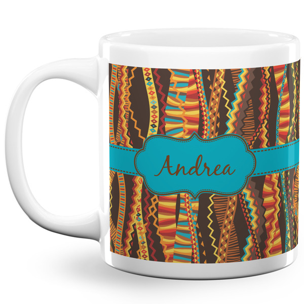 Custom Tribal Ribbons 20 Oz Coffee Mug - White (Personalized)