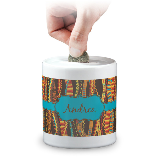 Custom Tribal Ribbons Coin Bank (Personalized)