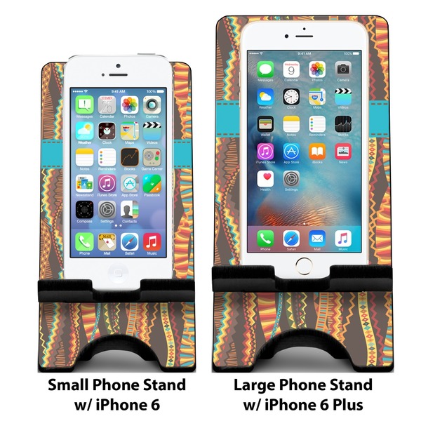 Tribal Ribbons Compare Phone Stand Sizes - with iPhones