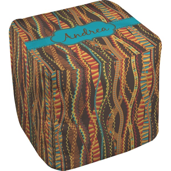 Custom Tribal Ribbons Cube Pouf Ottoman - 18" (Personalized)