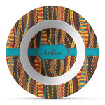 Tribal Ribbons Plastic Bowl - Microwave Safe - Composite Polymer (Personalized)