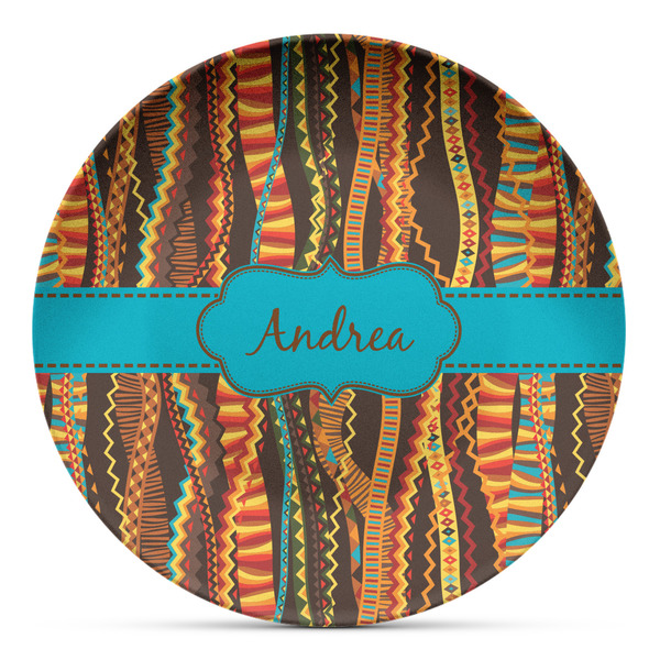 Custom Tribal Ribbons Microwave Safe Plastic Plate - Composite Polymer (Personalized)