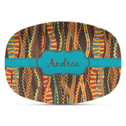 Tribal Ribbons Plastic Platter - Microwave & Oven Safe Composite Polymer (Personalized)