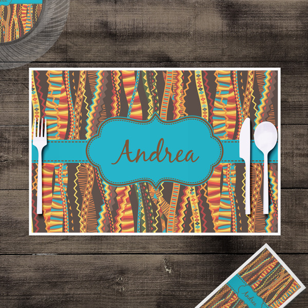 Tribal Ribbons Disposable Paper Placemat - In Context