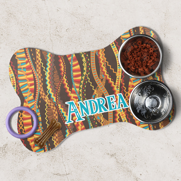Tribal Ribbons Dog Bone Shaped Mat Lifestyle