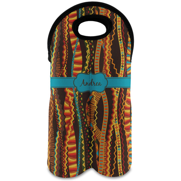 Custom Tribal Ribbons Wine Tote Bag (2 Bottles) (Personalized)
